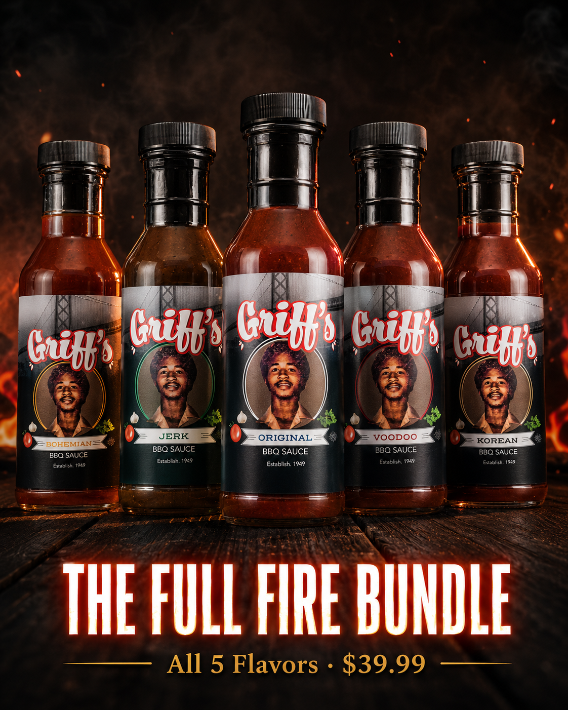 The Full Fire Bundle — All 5 Griff's BBQ Sauces